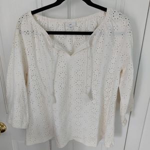 J.Jill Petite Eyelet Peasant Blouse. Very cute.